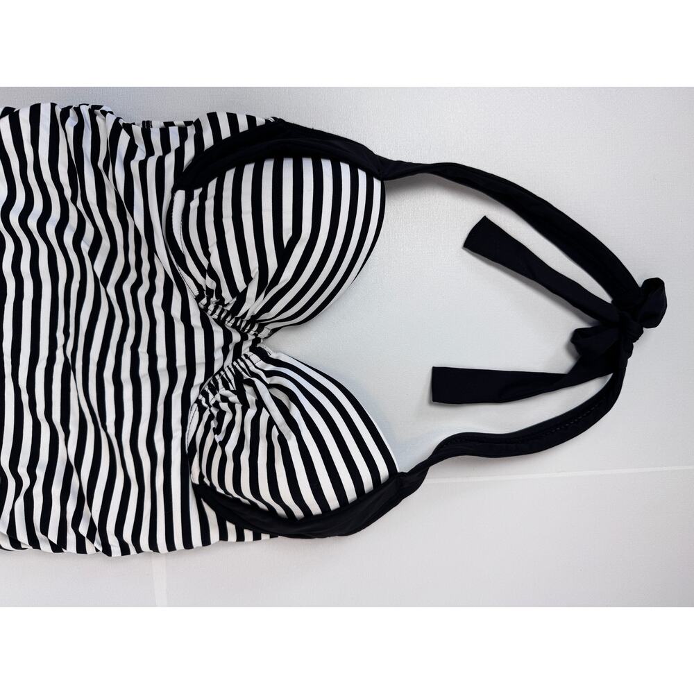 Tommy Bahama Little Stripe Halter Tankini Swimwear Set Black White Womens XS NWT - Picture 9 of 9